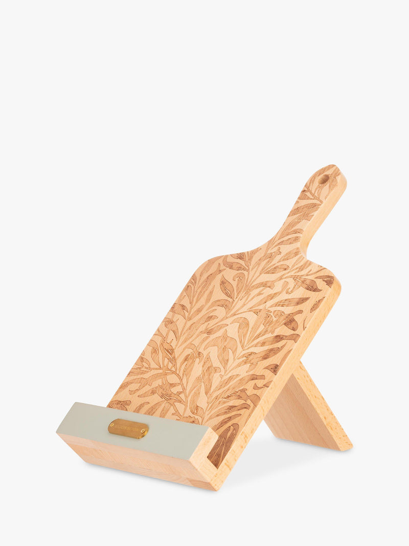 William Morris cookbook stand with Willow Boughs etching, collapsible beech wood (British brand)