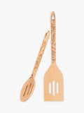 Beech wood kitchen utensils with William Morris design, set of two (British brand)