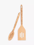 Beech wood kitchen utensils with William Morris design, set of two (British brand)