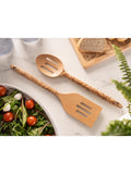 Beech wood kitchen utensils with William Morris design, set of two (British brand)