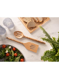 Beech wood kitchen utensils with William Morris design, set of two (British brand)