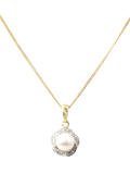 E.W Adams 9ct gold diamond pearl pendant necklace (British brand)