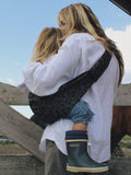Wildride toddler hip carrier in grey leopard print, up to 20kg (British brand)