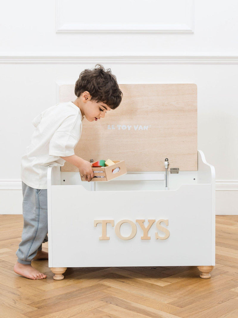 Le Toy Van white wooden toy chest - British product