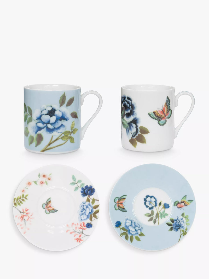 Designers Guild porcelain espresso cup and saucer set, Multi, 90ml - British product