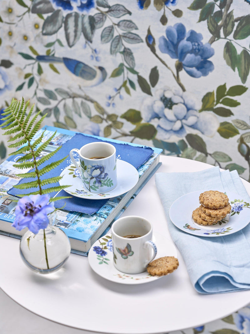 Designers Guild porcelain espresso cup and saucer set, Multi, 90ml - British product
