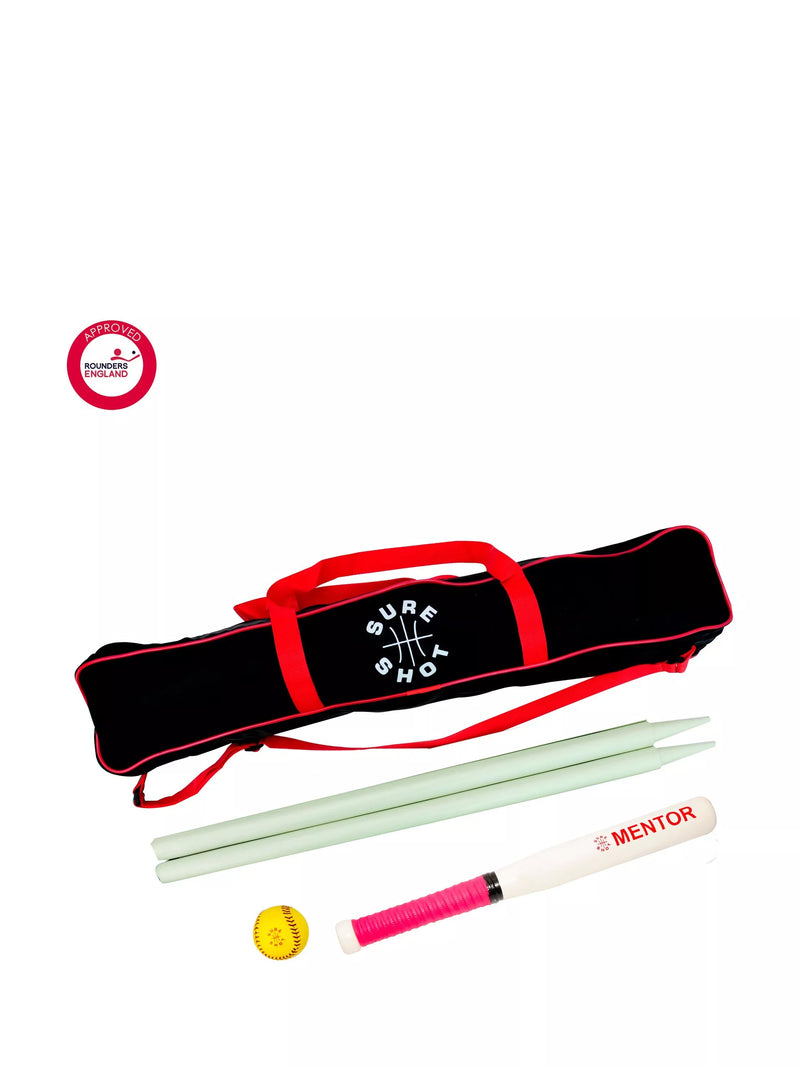 Sure Shot rounders set with bat, ball, and posts (British brand)