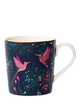 John Lewis Sara Miller India Hummingbird Paradise 22ct Gold Fine China Mug 344ml Navy- Buy online at McGrocer