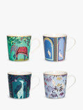 Sara Miller fine china mugs with 22ct gold detailing, set of 4, 344ml (British brand)