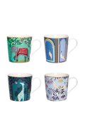 Sara Miller fine china mugs with 22ct gold detailing, set of 4, 344ml (British brand)