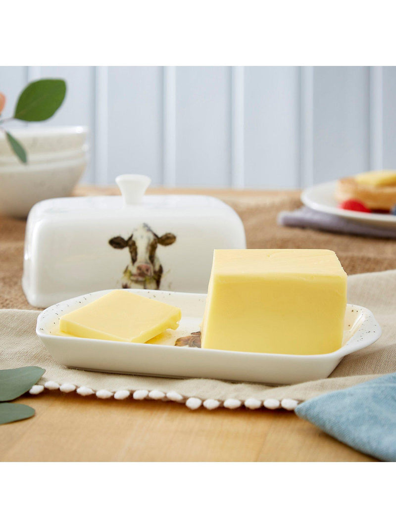Wrendale Designs Mooo Cow bone china butter dish (British brand)