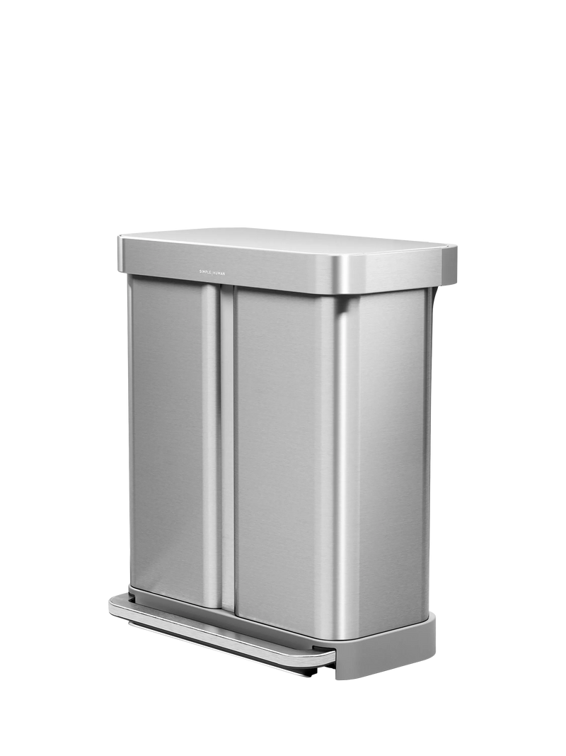 Simplehuman recycling pedal bin brushed stainless steel 58L, imported from the UK