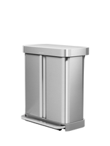 John Lewis Simplehuman Recycling Pedal Bin with Liner Pocket, Brushed Stainless Steel, 58L- Buy online at McGrocer