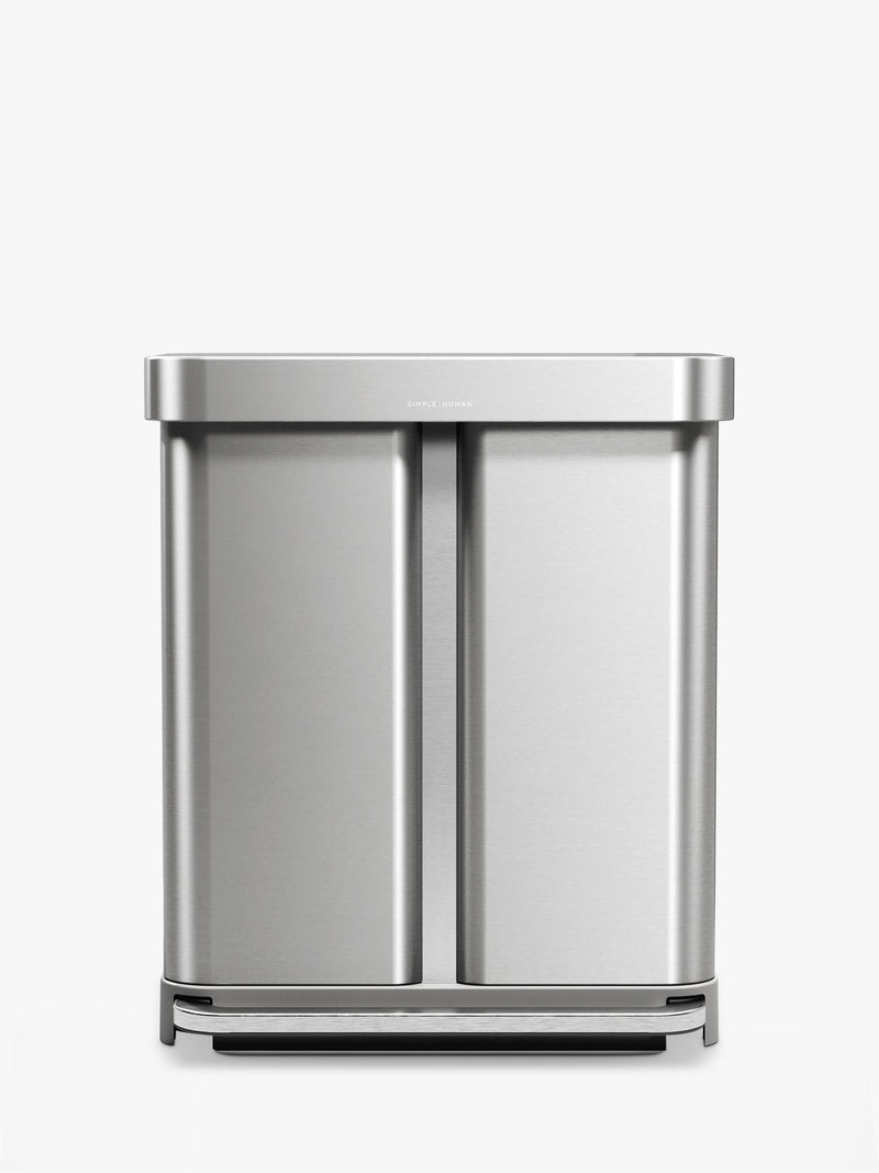 Simplehuman recycling pedal bin brushed stainless steel 58L, imported from the UK