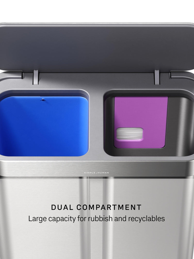 Simplehuman recycling pedal bin brushed stainless steel 58L, imported from the UK