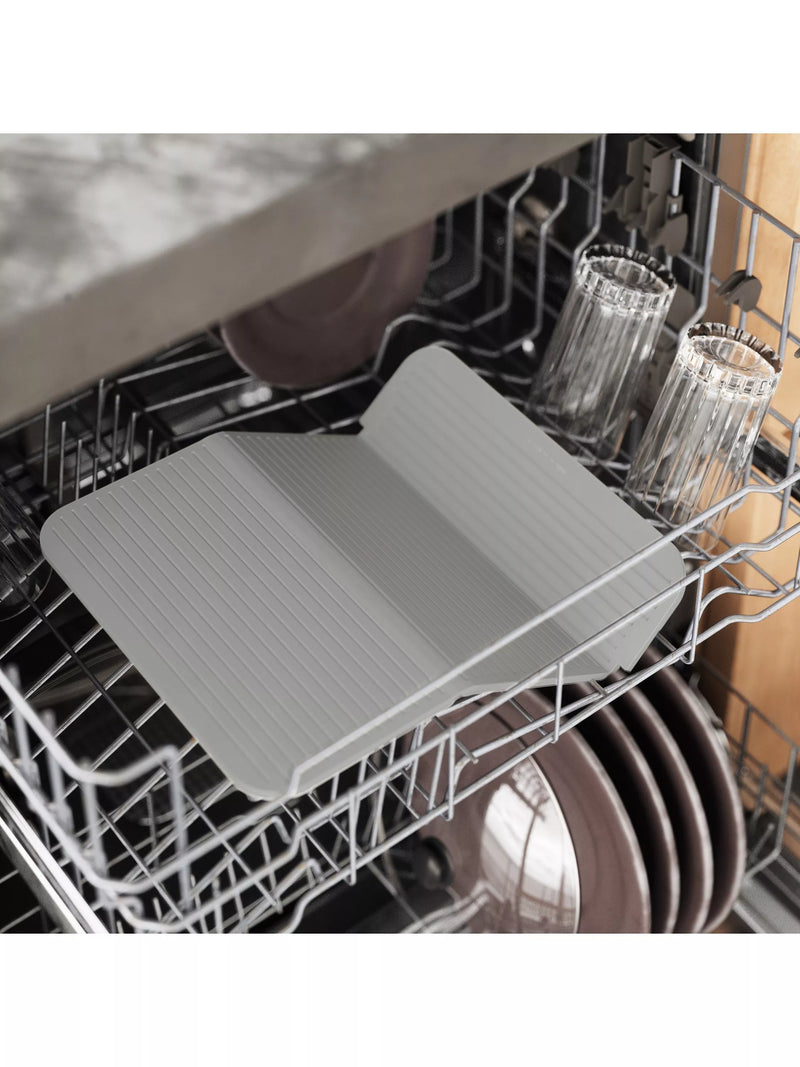 Umbra folding dish rack with cutlery sections and caddy base, white (British brand)