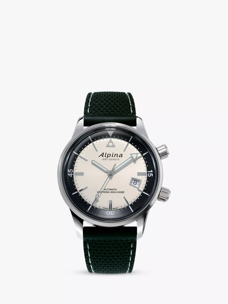 Alpina Seastrong Diver Heritage automatic watch with rubber strap, UK version