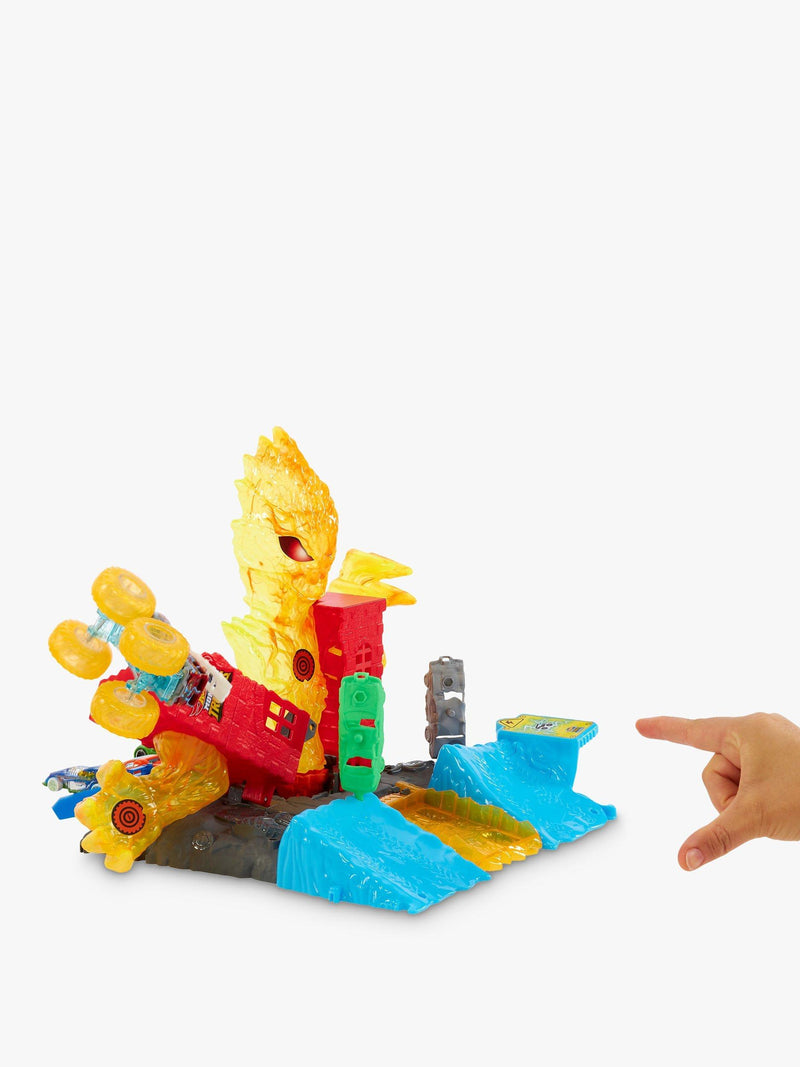 Hot Wheels Monster Trucks 5-Alarm Tower Takedown playset, UK version