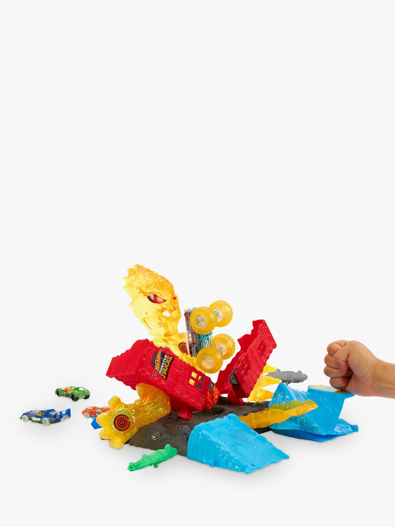 Hot Wheels Monster Trucks 5-Alarm Tower Takedown playset, UK version