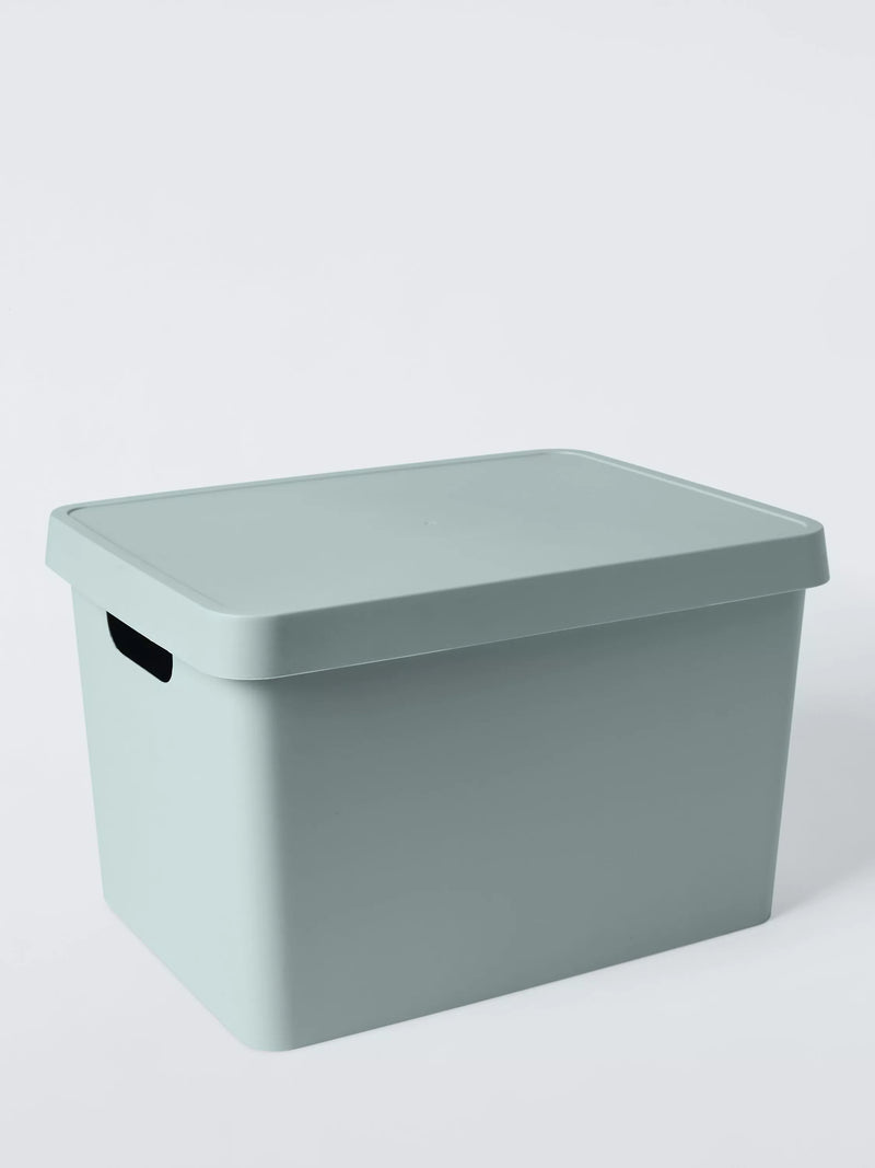 John Lewis Stackable Plastic Storage Box with Lid, Large, Sage