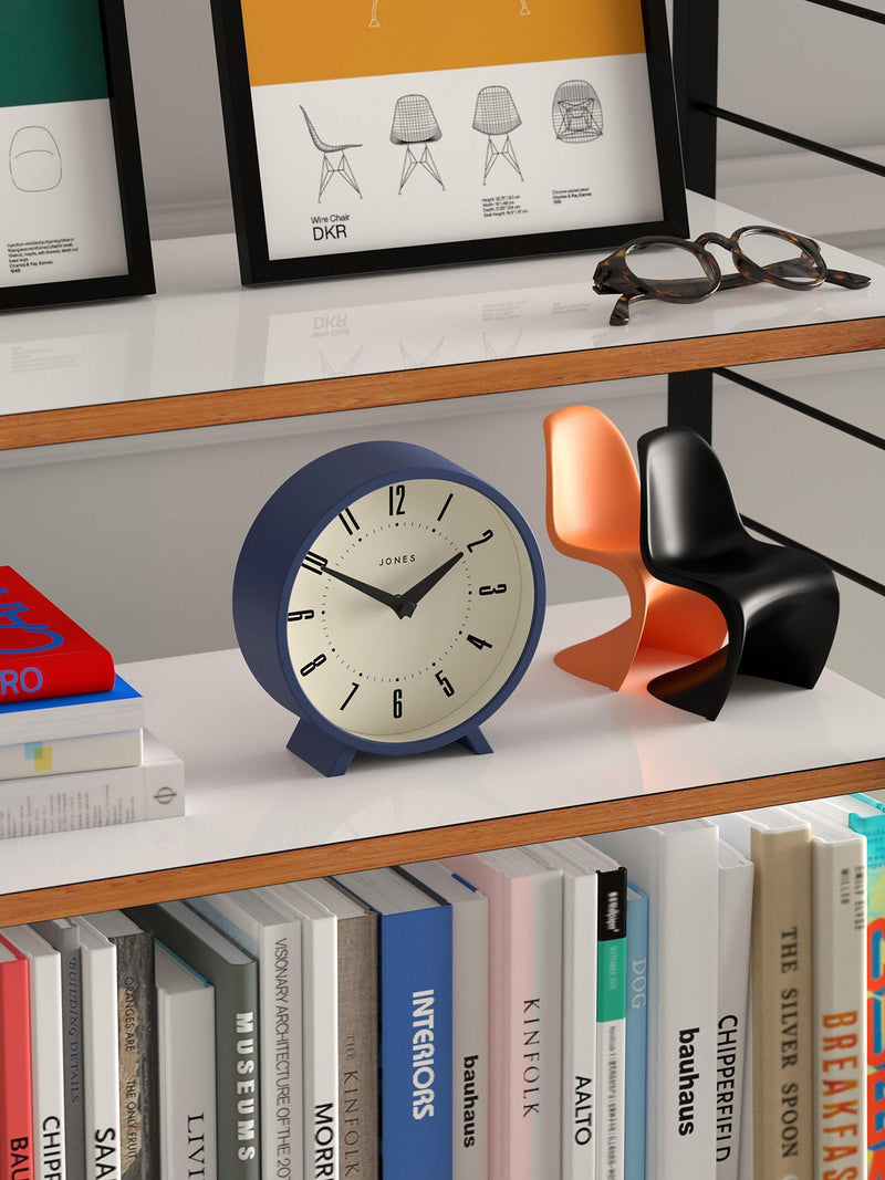 Jones Clocks Venus analogue mantel clock indigo blue, UK version
