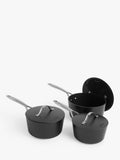 John Lewis aluminium ceramic non-stick saucepan set 3 piece, UK version