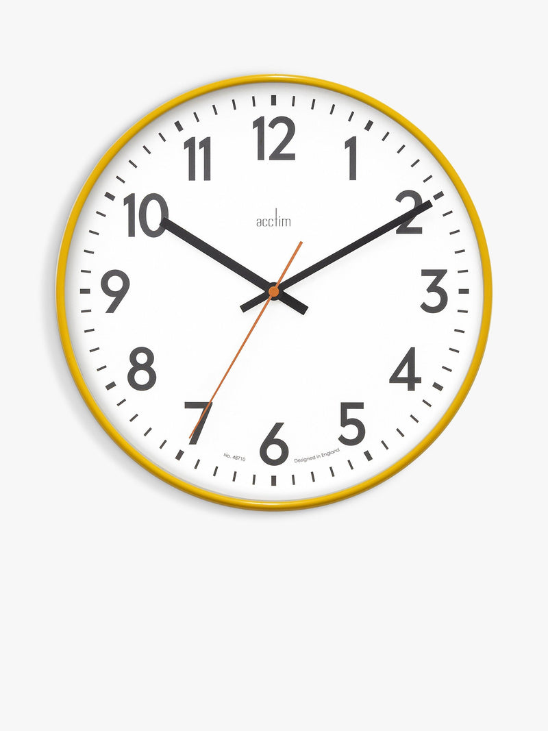 Acctim analogue wall clock with colourful case and Arabic numerals, 30cm - British product