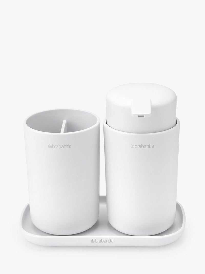Brabantia ReNew bathroom accessory set, imported from the UK