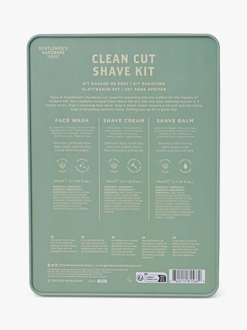 Gentlemen's Hardware Oak Moss scented shaving kit with reusable tin, UK version