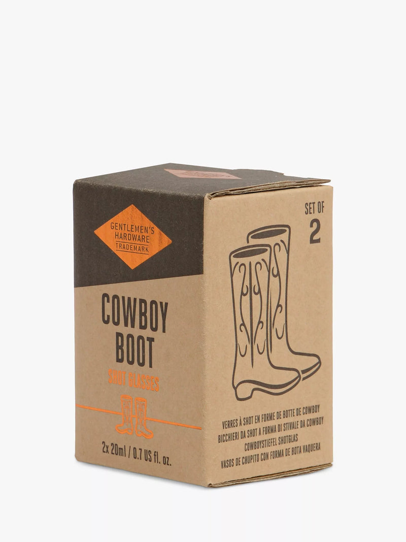Gentlemen's Hardware cowboy boot shot glasses set of 2, UK version