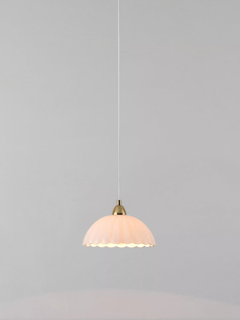 houseof white glass pendant light with brass finish, imported from the UK