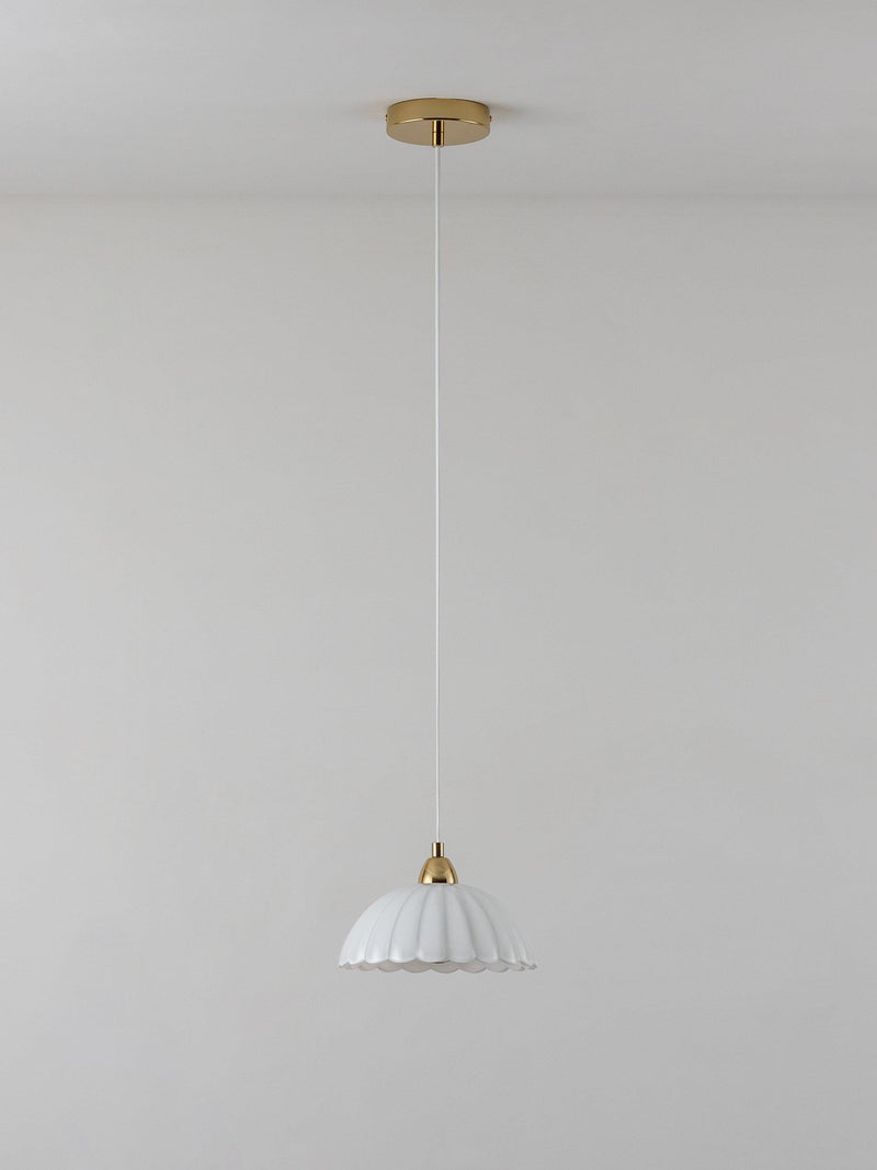 houseof white glass pendant light with brass finish, imported from the UK