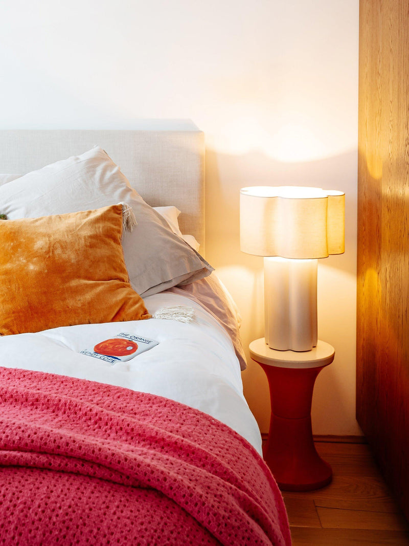 houseof ceramic table lamp white linen shade, UK version