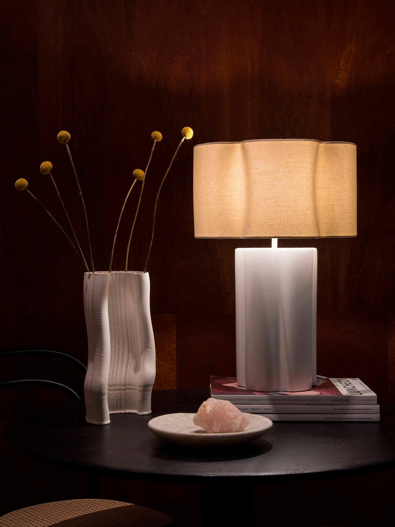 houseof ceramic table lamp white linen shade, UK version