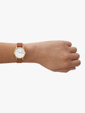 Skagen Signatur Lille women's leather watch with brown strap, imported from the UK