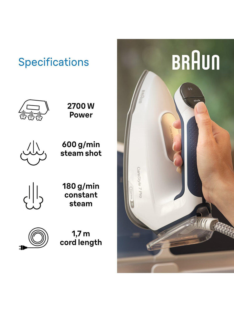 Braun CareStyle 7 Pro steam station iron in blue (British brand)