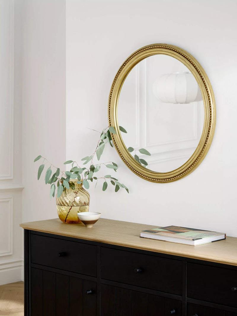John Lewis vintage French round wall mirror 68cm antique gold, UK version