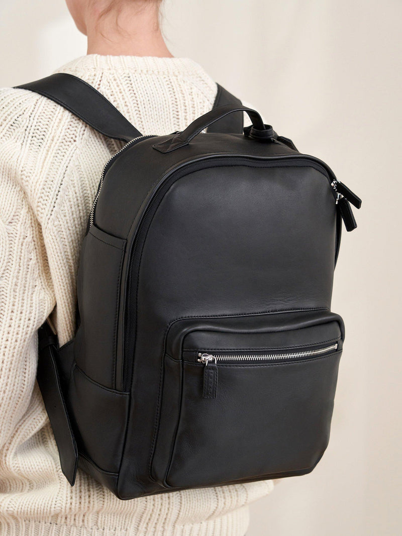Truly unisex leather backpack with laptop pocket (British brand)