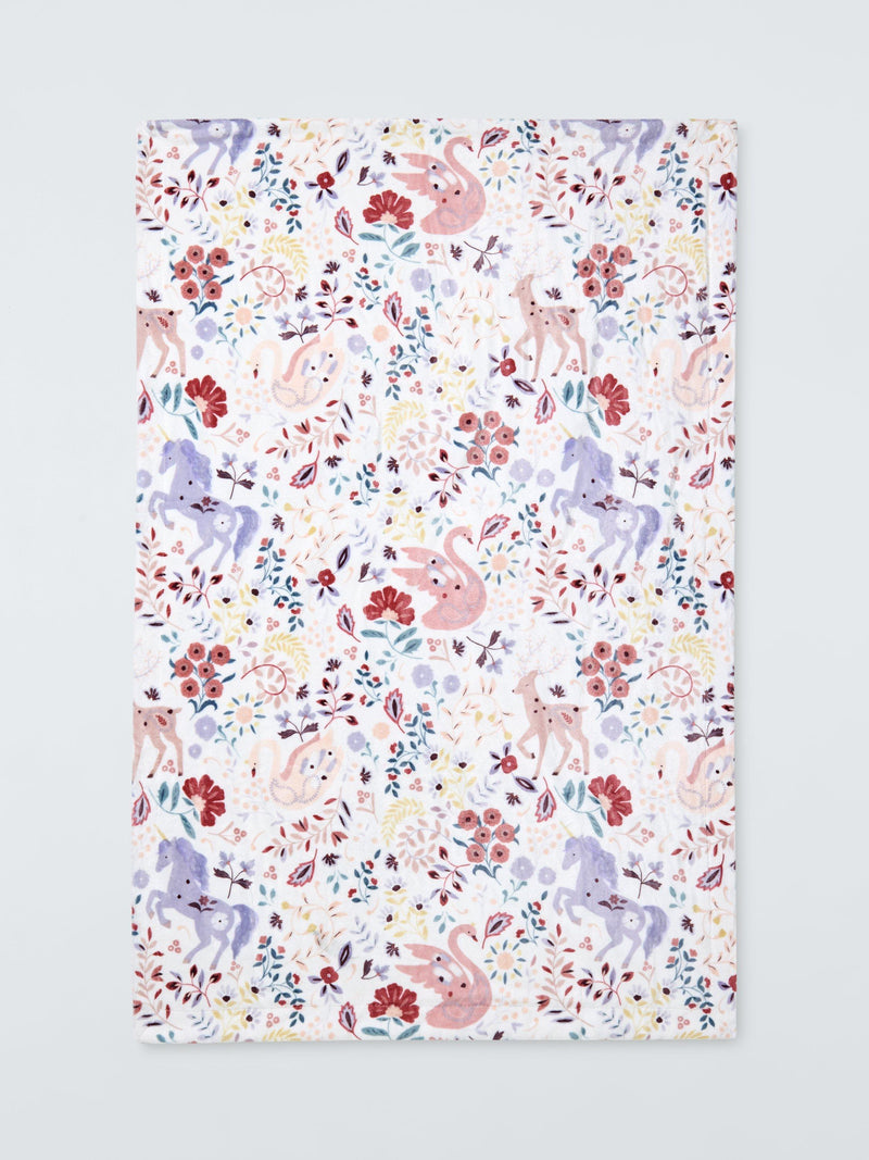John Lewis kids' unicorn print fleece blanket Pink/Multi, UK version