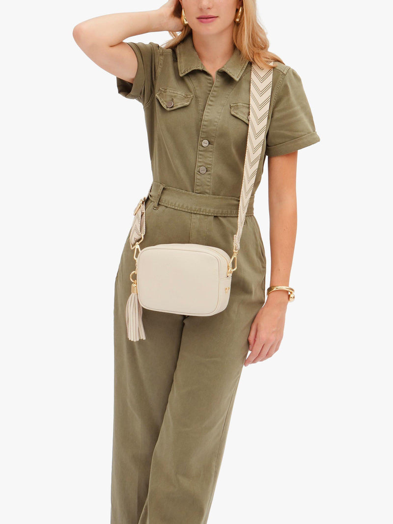 Apatchy London leather crossbody bag in stone (British brand)