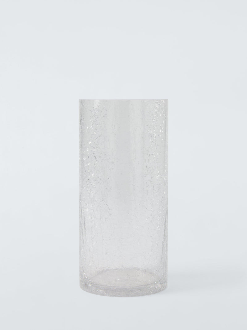 John Lewis clear crackle glass column vase 23.5cm, UK version