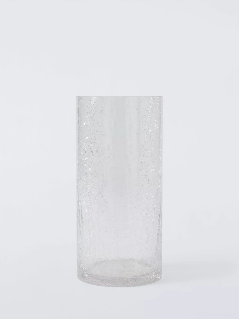 John Lewis clear crackle glass column vase 23.5cm, UK version