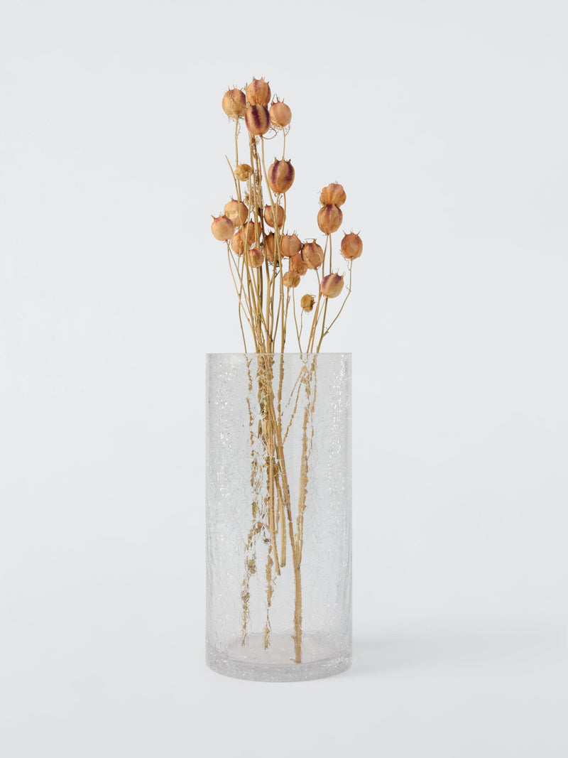 John Lewis clear crackle glass column vase 23.5cm, UK version