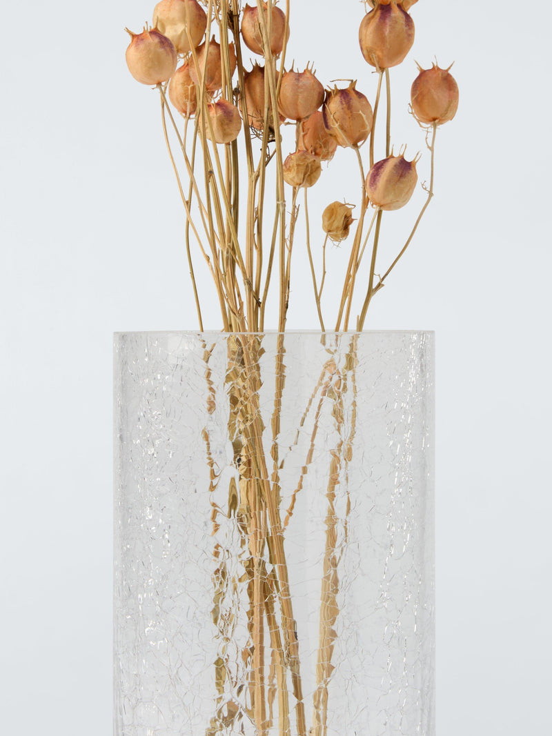 John Lewis clear crackle glass column vase 23.5cm, UK version