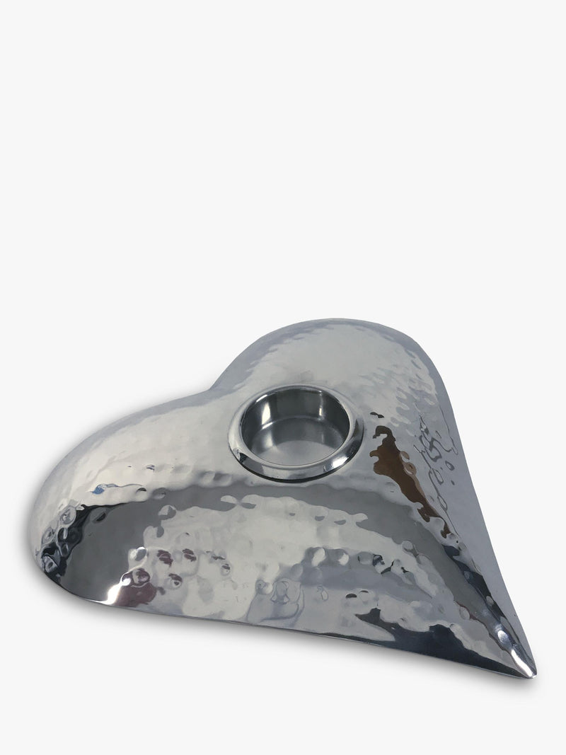 Culinary Concepts heart-shaped hammered stainless steel tealight holder - British product