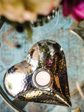 Culinary Concepts heart-shaped hammered stainless steel tealight holder - British product