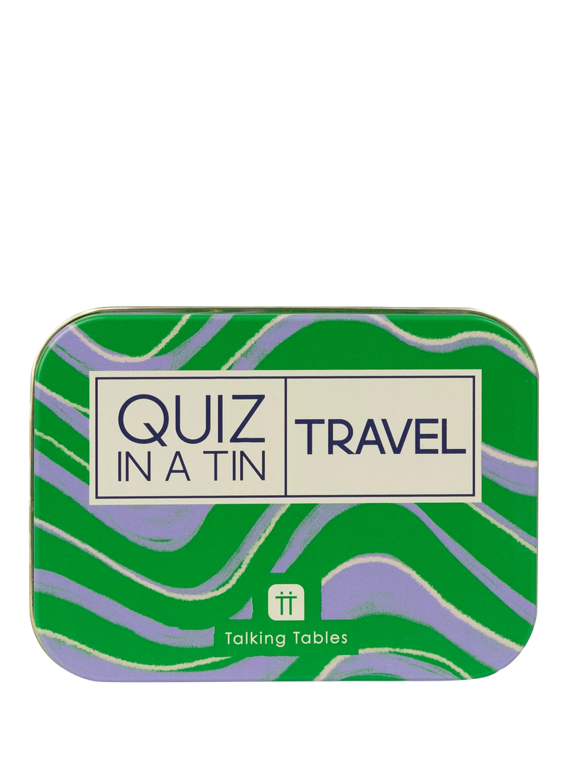 Talking Tables Travel Quiz tin container (British brand)