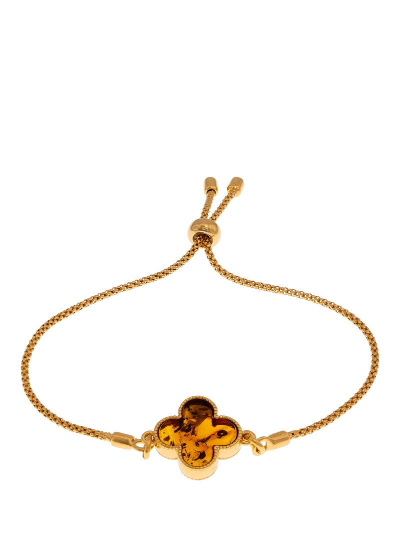 Be-Jewelled cognac amber friendship bracelet gold - British product