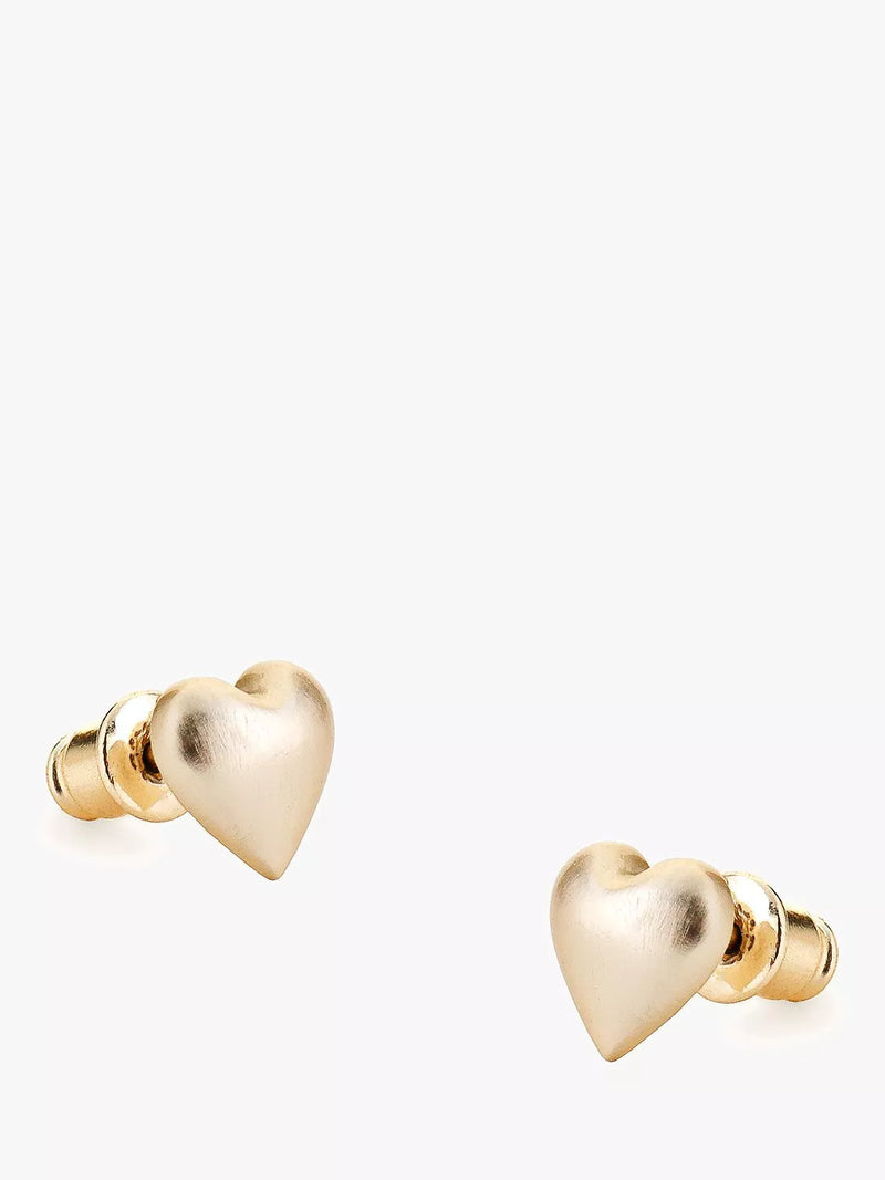 Tutti heart shaped stud earrings gold plated, imported from the UK