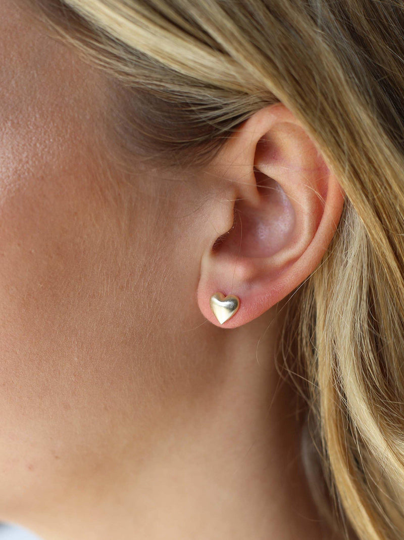 Tutti heart shaped stud earrings gold plated, imported from the UK